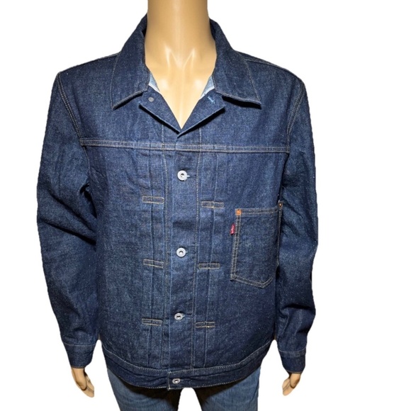 LEVI'S Levi Levis Strauss Premium Men Tucker Jacket Dark Blue Rinse Denim L $128 - Picture 1 of 7